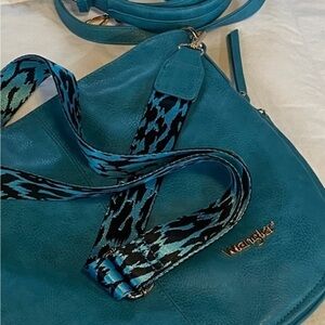 Wrangler Turquoise Shoulder Bag with Patterned Strap and turquoise. Never used